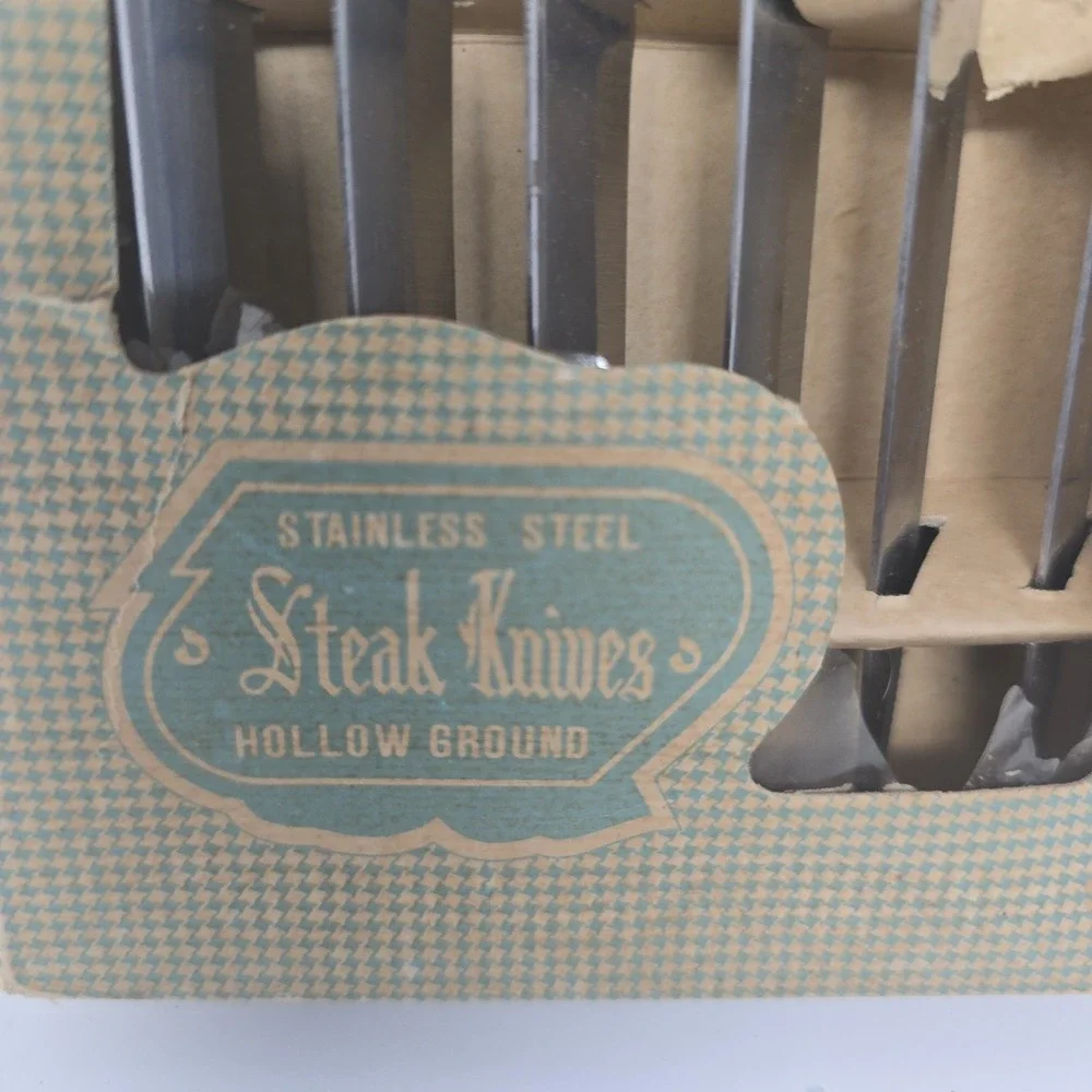 Vintage Set of 6 Hollow‎ Ground Stainless Steel Steak Knives From JAPAN